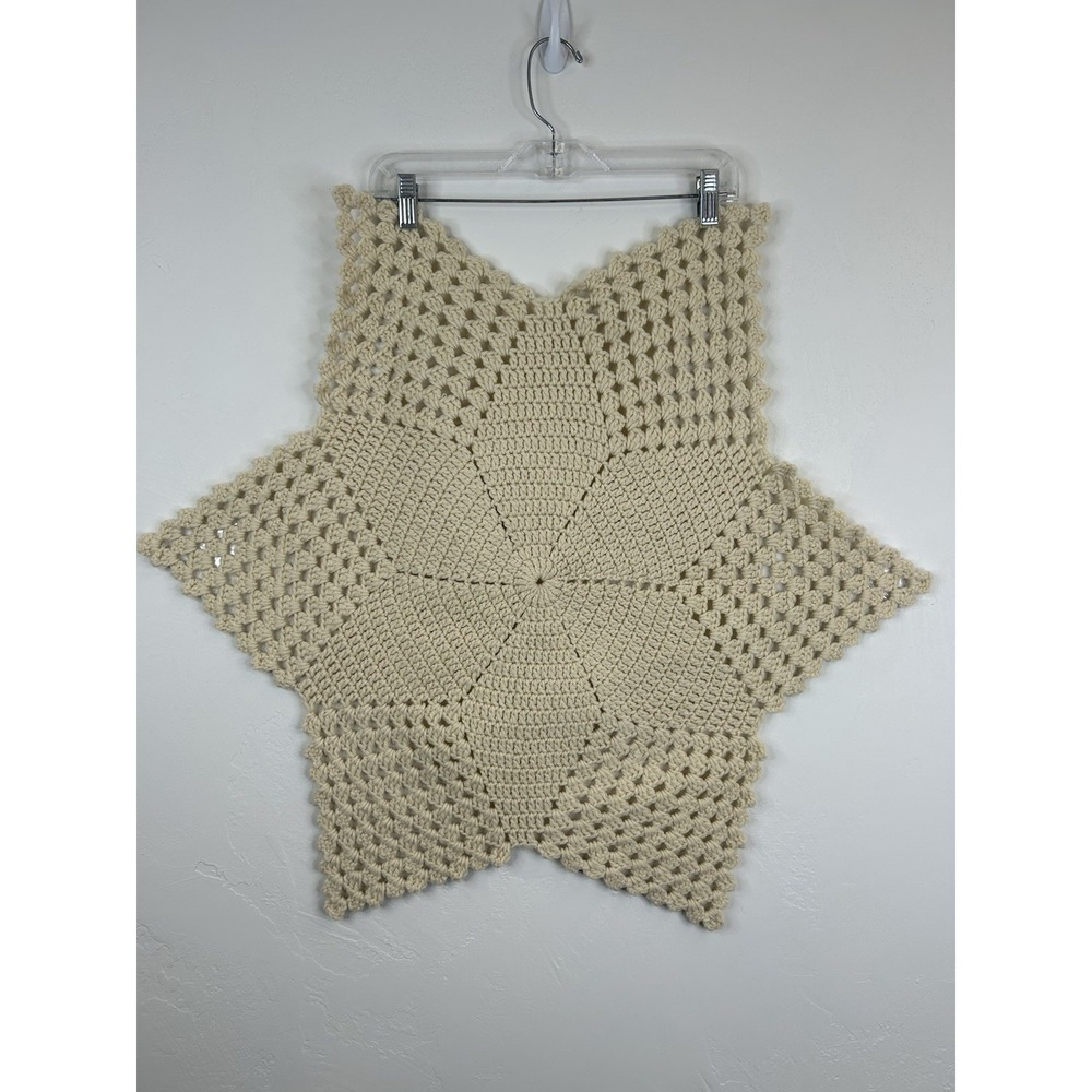 Six Pointed Crotchet Star Extra Large Yarn Doily Table Runner Decor Vintage Boho